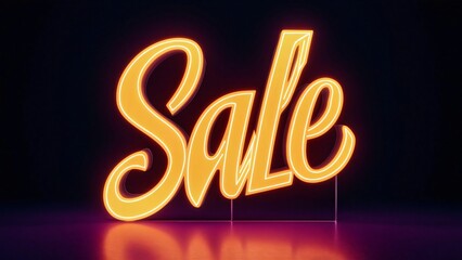 Glowing Neon Sale Sign,  Retail, Discount, Promotion Design
