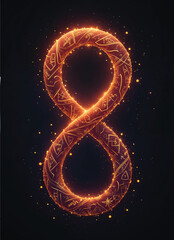 vector of infinity loop symbol of glowing light trails with religious symbols and sparkles on it