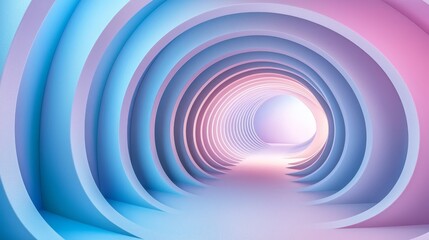 Obraz premium A pink and blue tunnel with a light at the end