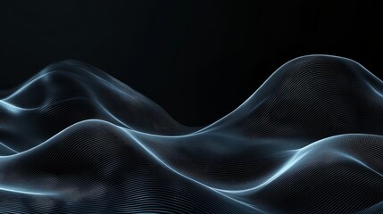 a black background with a blue wave pattern on it