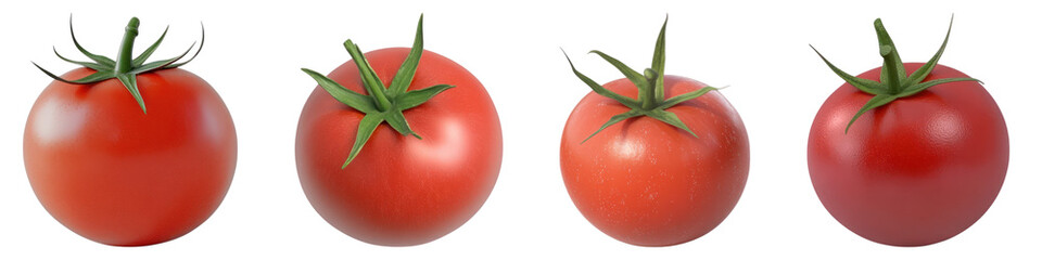 Realistic tomato isolated on transparent background, Set of