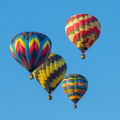 Fototapeta premium Four colorful hot air balloons ascend.