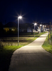 bicycle path with modern LED lighting