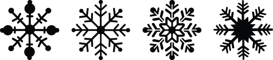 Snowflake silhouette set vector design big pack of ice illustration and icon