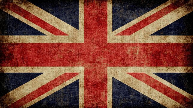 A grungy union jack flag on a black background