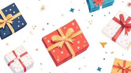 Obraz premium a bunch of presents with bows and ribbons on them