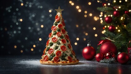 festive pizza Christmas tree 