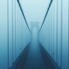 Fototapeta premium A foggy view of a bridge, creating a mysterious and serene atmosphere.