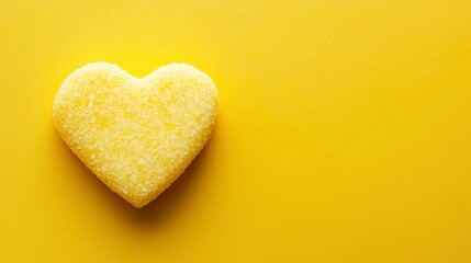 Obraz premium A heart shaped sugar cookie on a yellow background