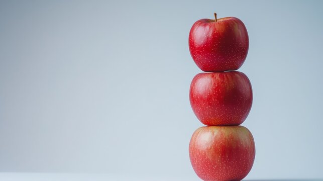 Three red apples stacked on top of each other