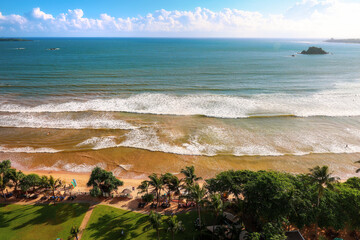 Beautiful view of Weligama beach in Sri Lanka. Top view