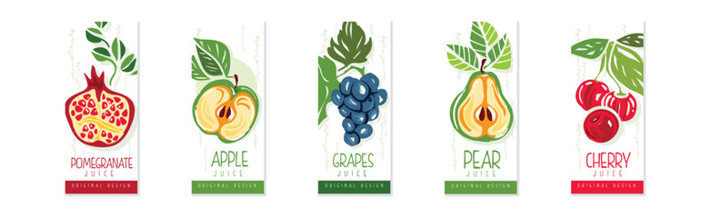 Fruit Juicy Card and Banner Original Design Vector Set