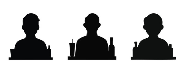 Here are 40 keywords for the title "Bartender Silhouette Set Vector Design
