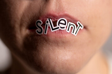 Silent Message Concept with Letters on Lips