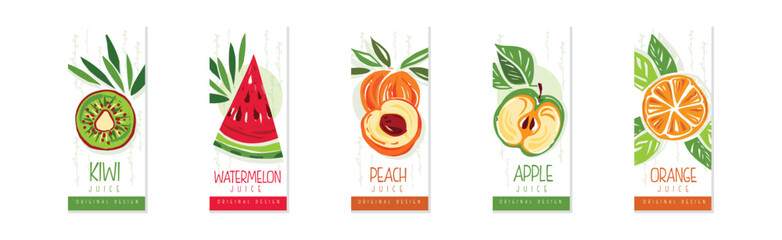 Fruit Juicy Card and Banner Original Design Vector Set