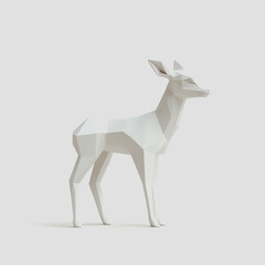 Obraz premium Abstract Polygonal White Deer Sculpture in Minimalist Style with Geometric Shapes and Clean Lines for Modern Art Decor
