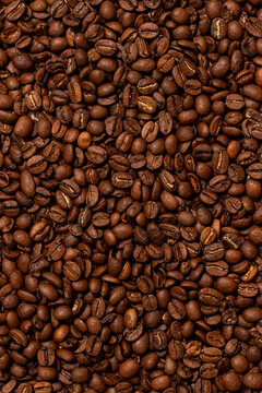 Close-up of aromatic roasted coffee beans for a perfect brew