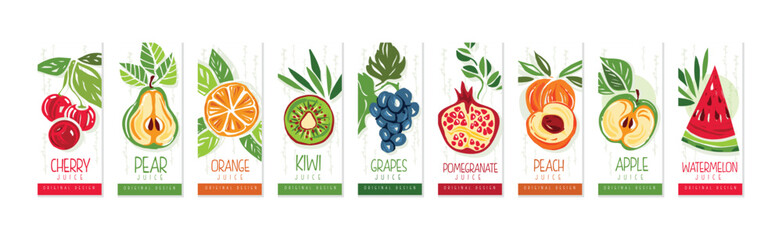 Fruit Juicy Card and Banner Original Design Vector Set