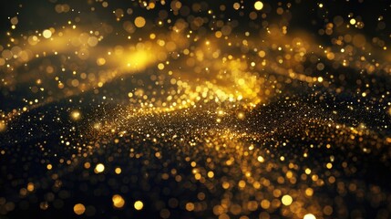 Intro Video: Abstract Motion of Glowing Stars on a Gold Background