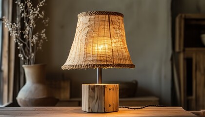 Elegant rustic lamp with vintage charm and textured lampshade for home decor ideas