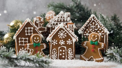Gingerbread Houses and Santa Cookies in Festive Christmas Village