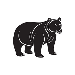 Bear silhouette, black and white silhouette, vector and illustration, black and white