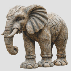 Fototapeta premium Realistic Stone Elephant Sculpture with Intricate Detailing and Textured Surface Ideal for Garden or Interior Decor Enhancements