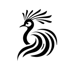 Obraz premium Decorative peacock silhouette in minimalist style on clear background