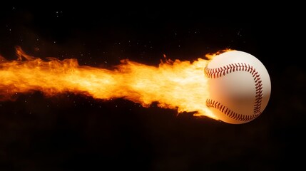Burning Baseball Soaring Through Space