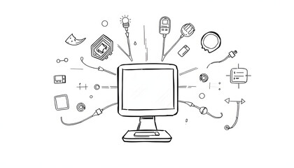 Creative technology isolated with white highlights, png