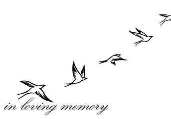 Flying birds illustration In loving memory