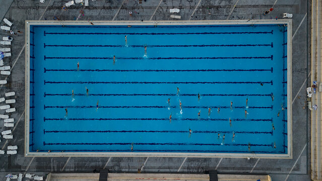 Casual Swimming in an Olympic Pool