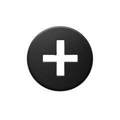 Obraz premium Black Add icon, cross sign, png Minimalist flat icon, vector logo style sign clipart on a transparent background