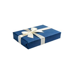 blue gift box isolated on transparent background cutout