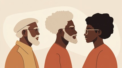 Generational Family Portrait: Elderly, Adult, and Youth Profiles