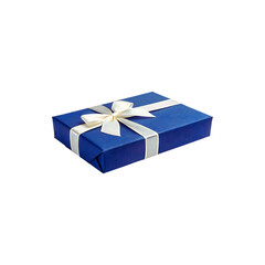 blue gift box isolated on transparent background cutout