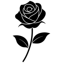Rose flower silhouette vector illustration.