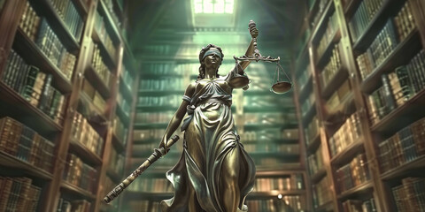 Fototapeta premium Themis is Goddess of Justice and law Generative AI