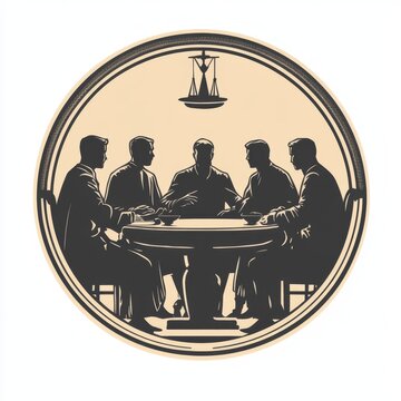 men in suits meeting at round table clip art preview