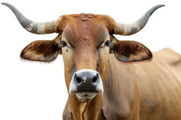 Naklejka premium Brown cow isolated
