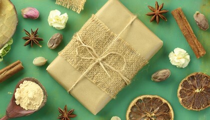 옛날 복고풍 포장지로 감싸인 초콜릿 바와 주변 소품들