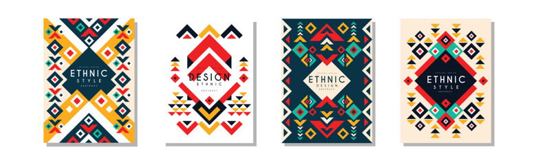 Geometric Ethnic Style Abstract Banner and Flyer Vector Set