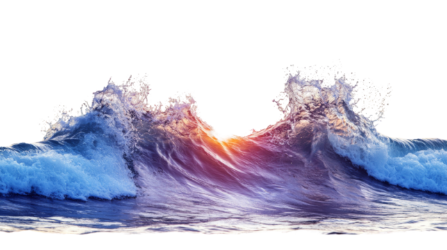 Sunset over the sea transparent background