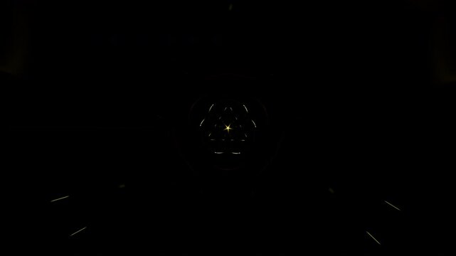 Pulsating neon light with rotating geometric shapes in a seamless VJ loop