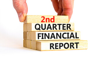 2nd quarter financial report symbol. Concept words 2nd quarter financial report on beautiful wooden blocks. Beautiful white background. Business 2nd quarter financial report concept. Copy space.