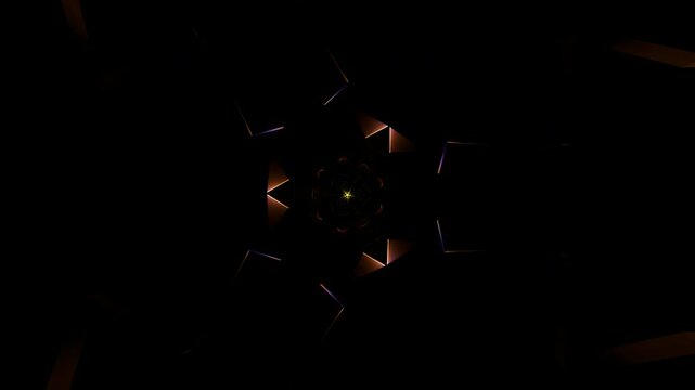 Abstract visuals of rotating neon shapes in a continuous VJ loop
