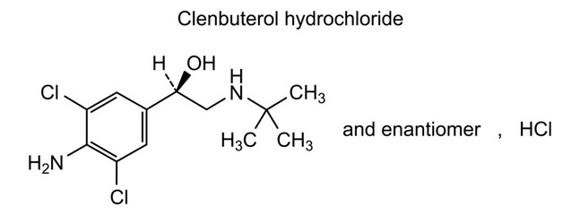 Chemical structure of clenbuterol hydrochloride, drug substance