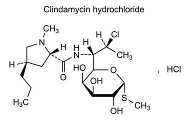Obraz premium Chemical structure of clindamycin hydrochloride, drug substance