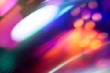 A Prism Rainbow Light on dark Background Overlay. Crystal flare abstract effect. Holographic...