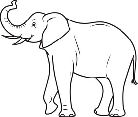 Majestic Elephant Line Art - Wildlife Illustration